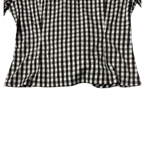 Lafayette 148 Brown Gingham Plaid Cropped Tie Front Shirt Top Size: 8 - Picture 12 of 14